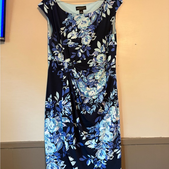 Connected Apparel Blue Floral Midi Dress - Picture 1 of 3